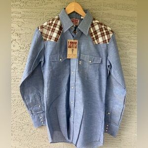 NWT Vintage 1981 Levi's Western Rockabilly Hipster Snap Button Shirt